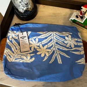 Aloha collection Large Blue Floral Pouch New with Tags